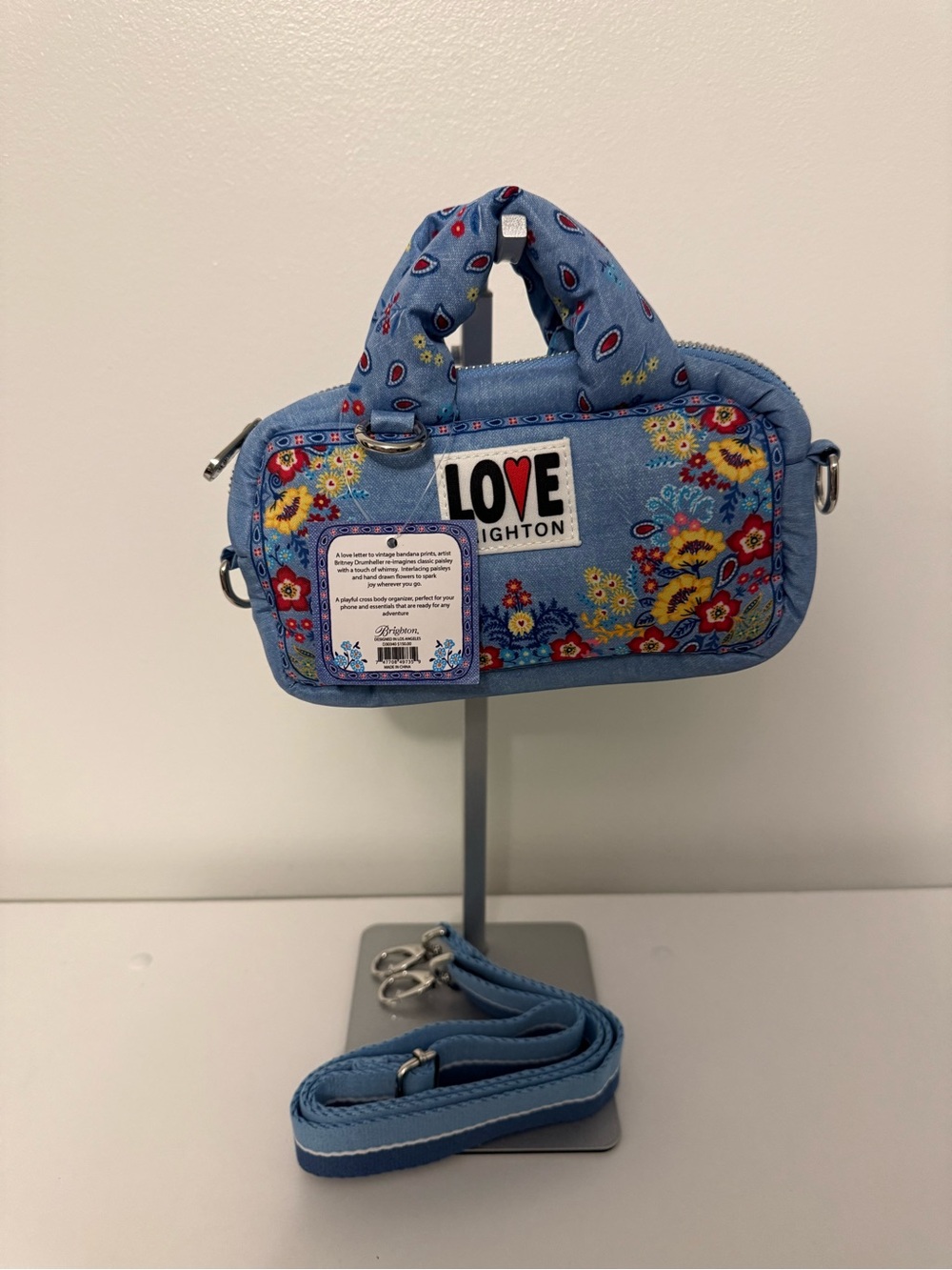 Brighton Bandana Love Crossbody
Bag Blue Floral Paisley
Embroidered NWT